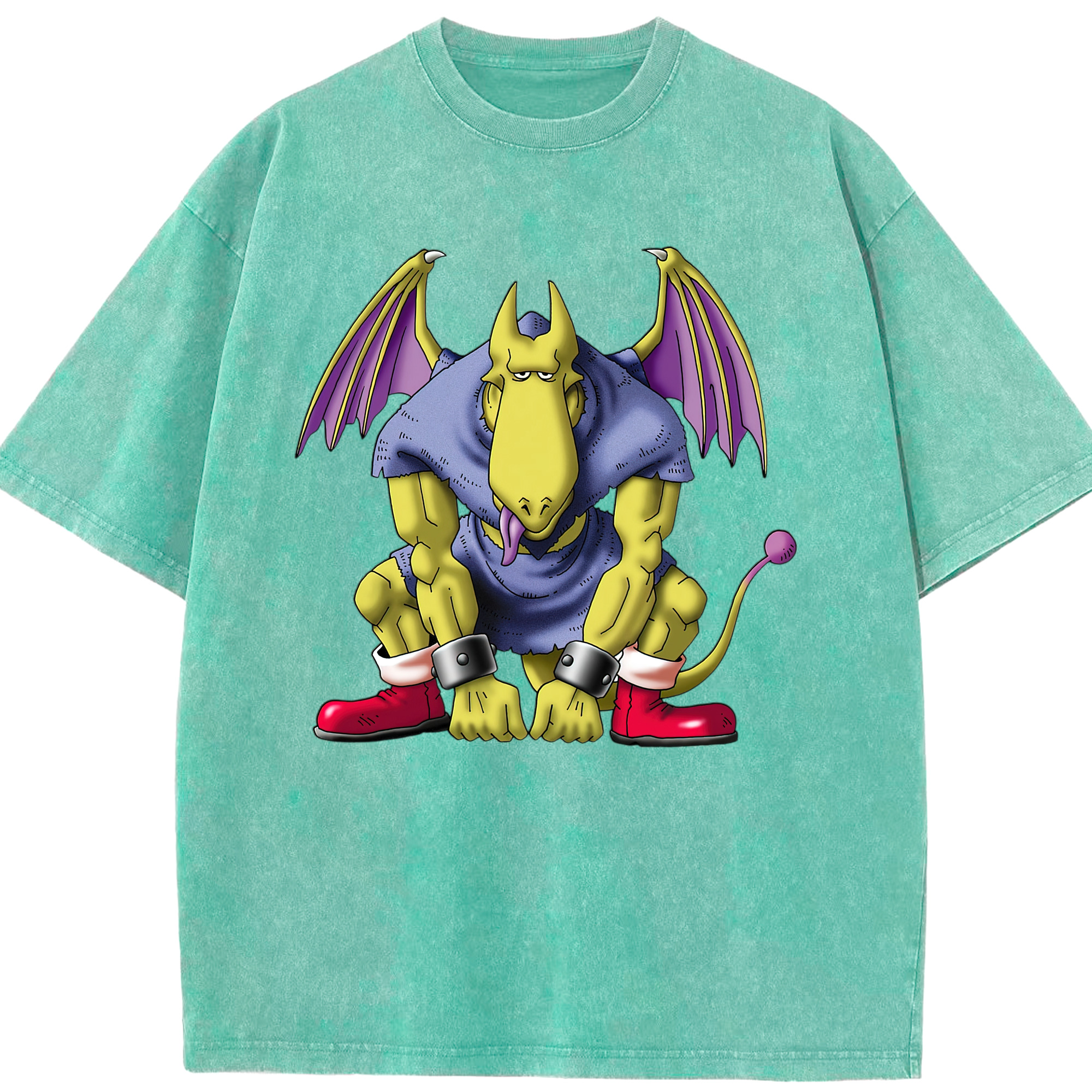 （画像用） ドラゴンクエスト Doragon Kuesuto Dragon Quest 綿100% ヴィンテージ風 半袖Tシャツ（フロントプリント）